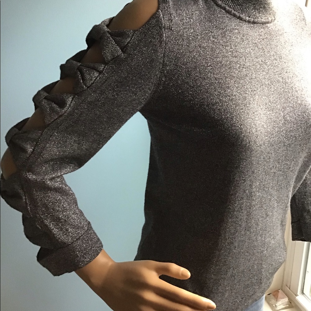 Silver holiday turtleneck sweater